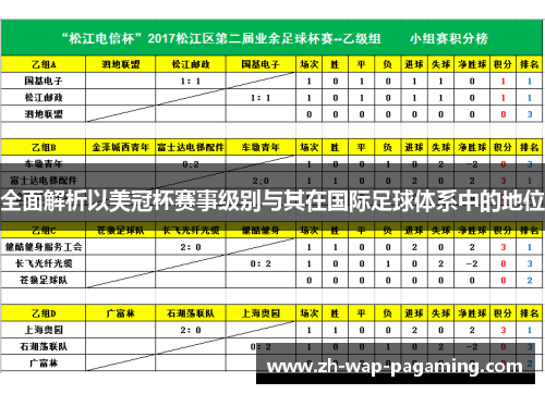 全面解析以美冠杯赛事级别与其在国际足球体系中的地位